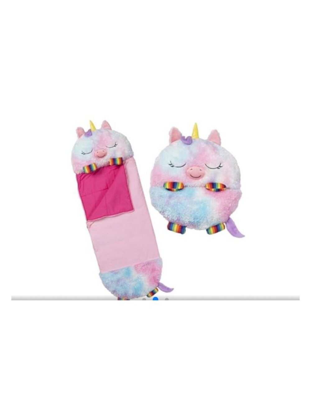 Unicorn-Themed Sleeping Bag & Pillow Combo For Kids Foldable Plush Design Pink &